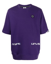 T-shirt à col rond imprimé violet AAPE BY A BATHING APE