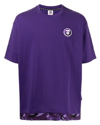 T-shirt à col rond imprimé violet AAPE BY A BATHING APE