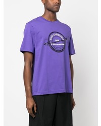 T-shirt à col rond imprimé violet Karl Lagerfeld