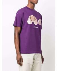 T-shirt à col rond imprimé violet Palm Angels