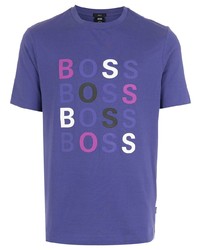 T-shirt à col rond imprimé violet BOSS