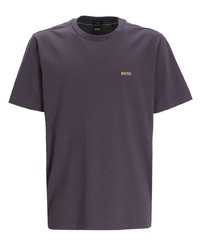 T-shirt à col rond imprimé violet BOSS