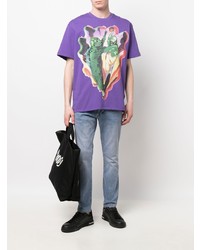 T-shirt à col rond imprimé violet Just Don