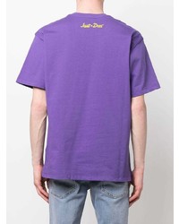 T-shirt à col rond imprimé violet Just Don