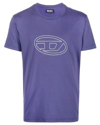 T-shirt à col rond imprimé violet Diesel
