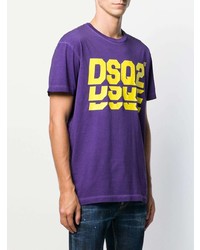 T-shirt à col rond imprimé violet DSQUARED2