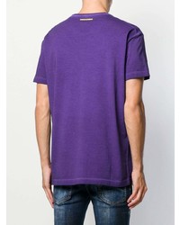 T-shirt à col rond imprimé violet DSQUARED2