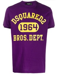 T-shirt à col rond imprimé violet DSQUARED2