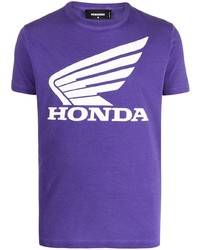 T-shirt à col rond imprimé violet DSQUARED2