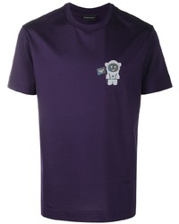 T-shirt à col rond imprimé violet Emporio Armani