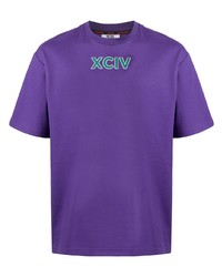 T-shirt à col rond imprimé violet Gcds
