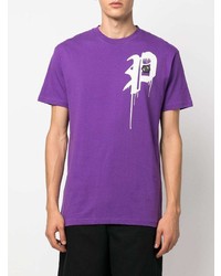 T-shirt à col rond imprimé violet Philipp Plein