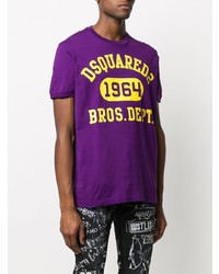 T-shirt à col rond imprimé violet DSQUARED2