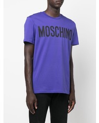 T-shirt à col rond imprimé violet Moschino