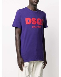 T-shirt à col rond imprimé violet DSQUARED2