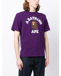 T-shirt à col rond imprimé violet A Bathing Ape