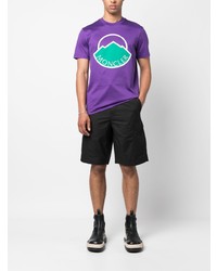 T-shirt à col rond imprimé violet Moncler