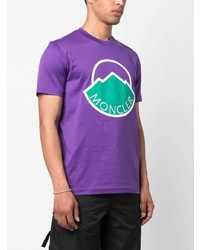 T-shirt à col rond imprimé violet Moncler