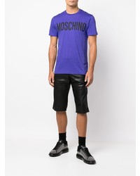 T-shirt à col rond imprimé violet Moschino