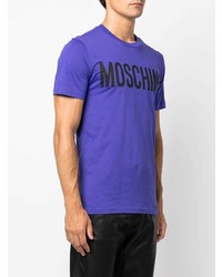 T-shirt à col rond imprimé violet Moschino