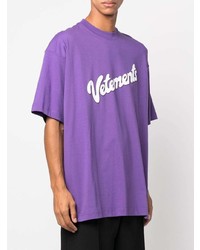 T-shirt à col rond imprimé violet Vetements