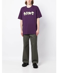 T-shirt à col rond imprimé violet Oamc