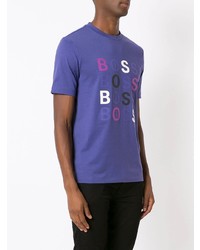 T-shirt à col rond imprimé violet BOSS