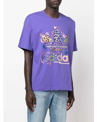 T-shirt à col rond imprimé violet adidas