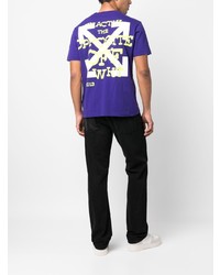 T-shirt à col rond imprimé violet Off-White