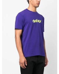 T-shirt à col rond imprimé violet Off-White