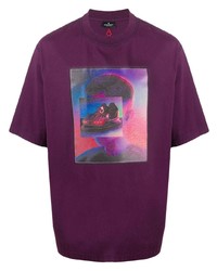 T-shirt à col rond imprimé violet Marcelo Burlon County of Milan