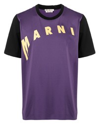 T-shirt à col rond imprimé violet Marni
