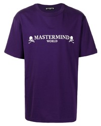 T-shirt à col rond imprimé violet Mastermind World