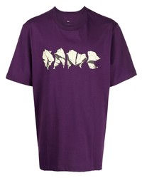 T-shirt à col rond imprimé violet Oamc