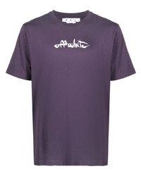 T-shirt à col rond imprimé violet Off-White