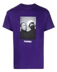 T-shirt à col rond imprimé violet Pleasures