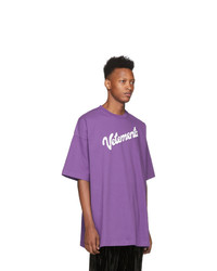 T-shirt à col rond imprimé violet Vetements