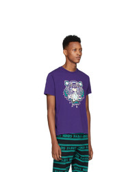 T-shirt à col rond imprimé violet Kenzo