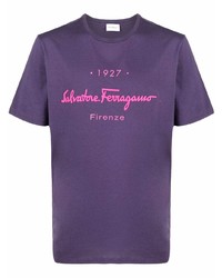 T-shirt à col rond imprimé violet Salvatore Ferragamo