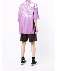 T-shirt à col rond imprimé violet Mastermind World