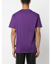 T-shirt à col rond imprimé violet Philipp Plein