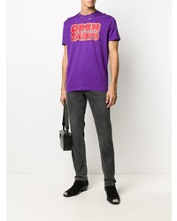 T-shirt à col rond imprimé violet DSQUARED2