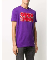 T-shirt à col rond imprimé violet DSQUARED2