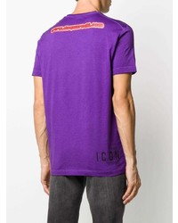 T-shirt à col rond imprimé violet DSQUARED2