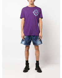 T-shirt à col rond imprimé violet Philipp Plein