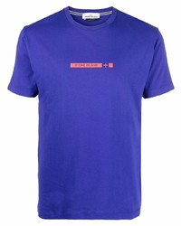 T-shirt à col rond imprimé violet Stone Island