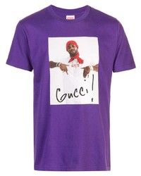 T-shirt à col rond imprimé violet Supreme