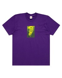 T-shirt à col rond imprimé violet Supreme