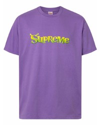 T-shirt à col rond imprimé violet Supreme