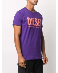 T-shirt à col rond imprimé violet Diesel